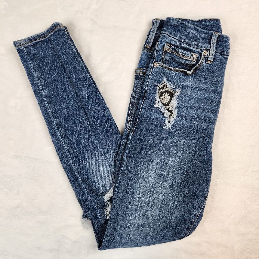 Good American Good Waist High Rise Snake Pocket Blue Jeans B322 Sz 0 / 25